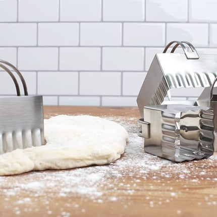 RSVP Endurance Square Biscuit Cutters, Rippled, Set of 4