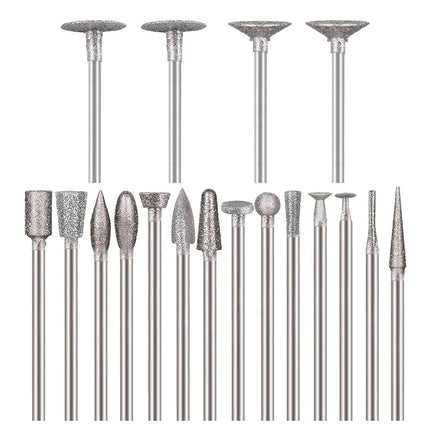 Luo ke 18 Pcs Assorted Diamond Burr - 1/8 Inch Sha