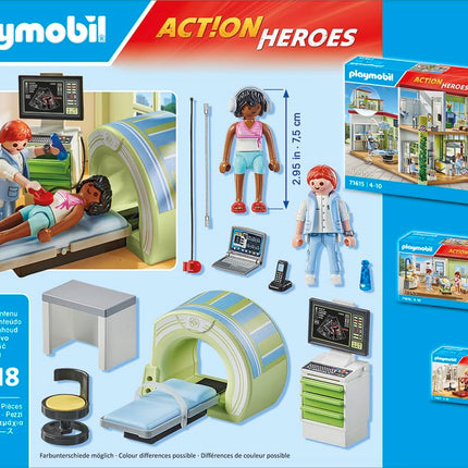 Playmobil 71618 Action Heroes: MRI with patient, realistic examination by the radiologist, made from over 80% recycled and bio-based materials, detailed play sets suitable for children ages 4+