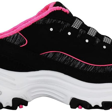 Skechers Women's D'Lites Slip-On Mule Sneaker Black/Hot Pink 11 Wide