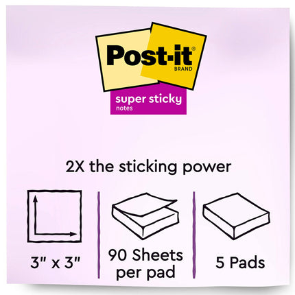Post-it Notas Adhesivas Recicladas 76 mm x 76 mm 5 Blocs 2 Notas Adhesivas Colección Bali Colores Pastel (Lavanda, Albaricoque, Azul, Rosa, Menta) Papel 30% Reciclado (654-5SSNRP)