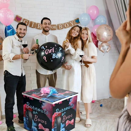 AmazingSpark 28in Giant Gender Reveal Gift Box Kit, Burnouts or Bows