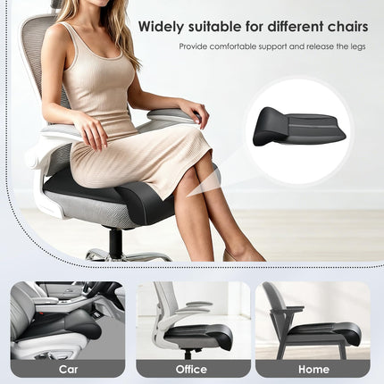 FLORICH Car Seat Extender Leg Support Cushion for Driver Seats Office Chair, Leather Memory Foam Widened seat Cushion for Long Drivers Universal Car Seat Cushion Legs Rest Pads-Light Black