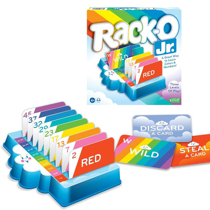 Winning Moves Games Rack-O Jr USA, Edición Infantil del Juego Rack-O para 2 a 4 Jugadores, Edades 4+