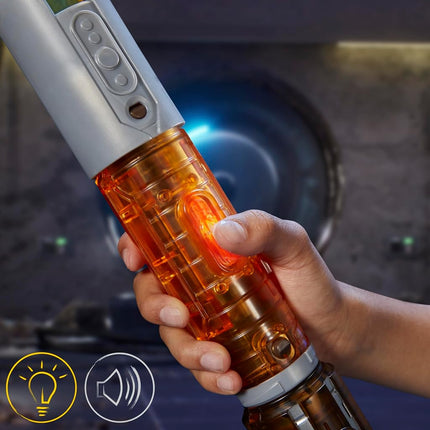 Star Wars Lightsaber Forge Kyber Core Jedi Knight Yord Fandar, Officially Licensed Yellow Customizable Electronic Lightsaber, Toys for 4 Year Old Boys and Girls & Up