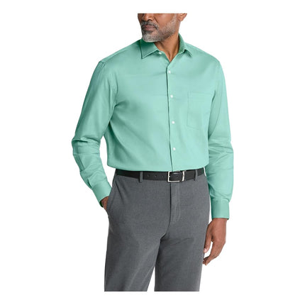 Chemise habillée Van Heusen pour homme coupe classique Everyday Defense Stretch, verte, tour de cou 36-37 cm, longueur de manches 81-84 cm