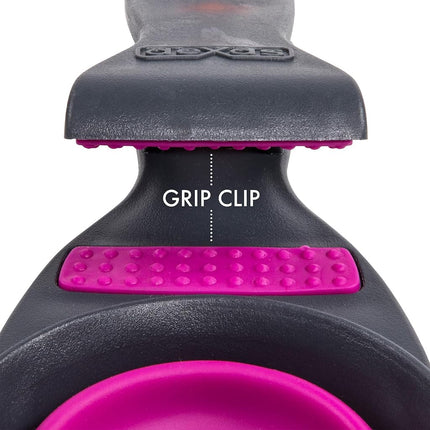 Dexas Pets Collapsible KlipScoop Collapsible Dry Dog Food Scoop and Dog Food Bag Clip, 1/2 Cup Capacity, Fuchsia (PW6504322405)