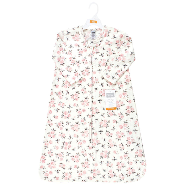 Hudson Baby Saco de dormir de jersey de algodón de manga larga unisex para bebé, saco, manta, estampado floral rosa neutro, 18-24 meses