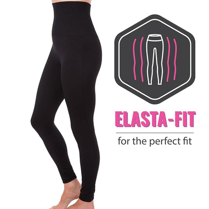 Activewear Thick High Waist Tummy Compression Slimming Body Leggings Pant, Black, Large