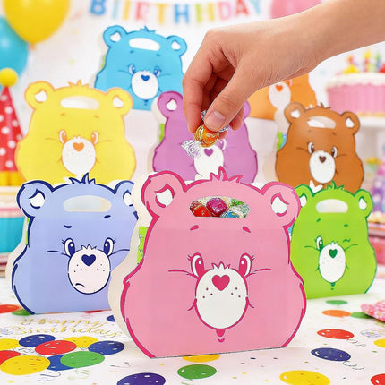 Care Bears™ Party Cardstock Favor Boxes - 11" x 9" (8 Count) - Easy-to-Assemble Goodie Bags for Birthday Treats. Playdates & Treat Tables