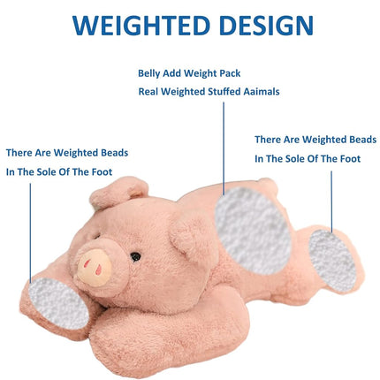 Hronsa Weighted Stuffed Animals for Anxiety, 19.7in 3.3lbs Weighted Pig Stuffed Animal Toy Cute Pink Pig Plush Pillow for Adults Boys Girls, (Hronsa02365)