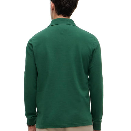 Tommy Hilfiger Men's Long Sleeve Polo Shirts in Regular Fit with Stretch and Organic Pique Cotton, Street Green, S