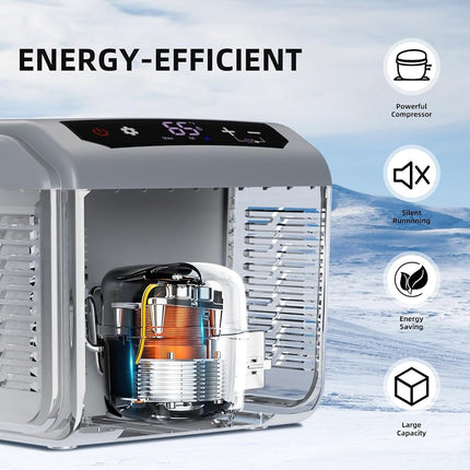Antarctic Star - 12V Car Refrigerator, 15.79QT 15L Mini Refrigerator, Electric Cooler, Smart Control Panel, 12V DC and 100V AC LED for