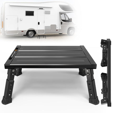 DEPSUNNY Adjustable RV Step Stool, 3-Step Height Adjustment, Foldable Legs, Wide Anti-Slip Surface,Supports Up to 1,000 lb, Premium Aluminum Construction Easy to Carry