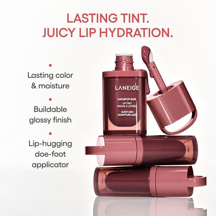 LANEIGE JuicePop Box Lip Tint: Long-Lasting Hydrating Lightweight Tint, Buildable Juicy Color & Nourishing Shine, K-Beauty Lip Essential for Long-Lasting Comfort, Electro Berry