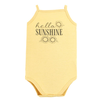 Hudson Baby Unisex Baby Cotton Sleeveless Bodysuits, Sunflower, 9-12 Months