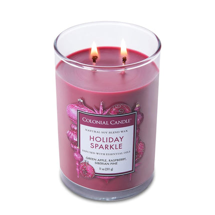 Colonial Candle Holiday Sparkle Scented Jar Candle, Classic Cylinders Collection, 2 Wick, Purple, 11 oz - Up to 80 Hours Burn