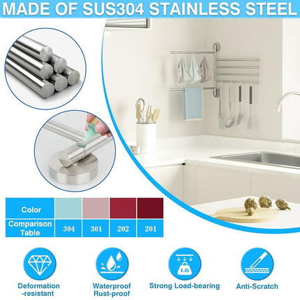Alise Swivel Towel Rack, SUS304 Stainless Steel 6 Arms Towel Bar, Space Saving Swing Out Towel Rack, Towel Hanger for Bathroom, Wall Mount Drying Racks for Laundry, Brushed Nickel