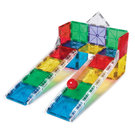 MAGNA-TILES Rail Racers Magnetic Construction Set, 33-Piece Set with Track Rails, Ages 3+, 30x6.5x30.5 cm, Educational STEM Building Toy