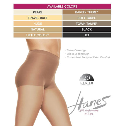 Lot d'une paire Hanes Silk Reflections Sheer Control Top Enhanced Toe, 2P-Blanc
