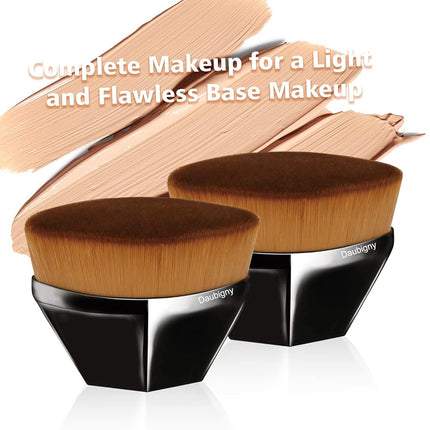(Foundation) - Foundation Makeup Brush Flat Top Kabuki Hexagon Face Blush Liquid Powder Foundation Brush for Blending Liquid, Cream or Flawless Powder Cosmetics with Bonus Protective Case (Black)