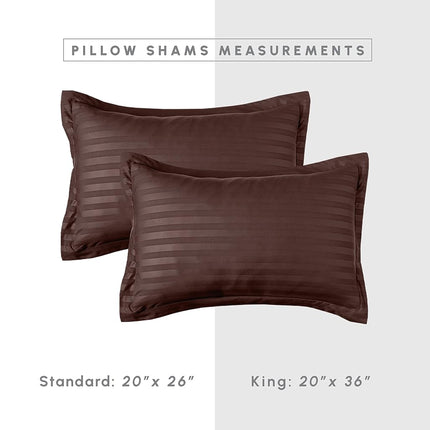 Elegant Comfort Silky Soft 8-Piece Dobby Stripe Bed-in-a-Bag Comforter Set, Includes 4pc Smart Sheet Set, Bed Skirt, Comforter, Matching Pillowcases and Shams - Twin/Twin XL, Chocolate Brown