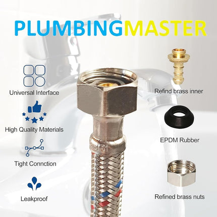 PLUMBINGMASTER 36 Inch Faucet Hose,10 pcs Faucet Supply Lines (3/8" Comp x 1/2" FIP), Certified Safe Supply Lines for Bathroom Faucet