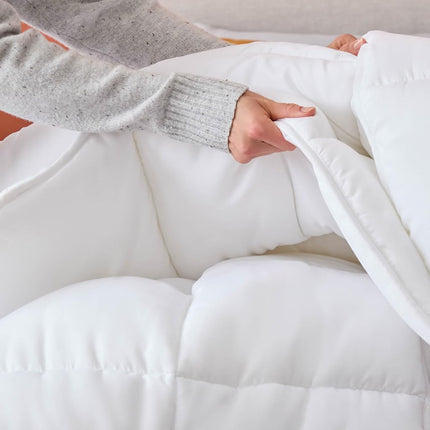 Linenspa Comforter Duvet Insert Oversized Queen White Down Alternative All Season Microfiber-Oversized Queen Size - Box Stitched