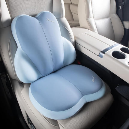 Cojín de asiento y respaldo para coche FLORICH, cojines de espuma viscoelástica ultragruesos para silla de oficina con almohada de apoyo lumbar para alivio del dolor de ciática, espalda y coxis (azul)