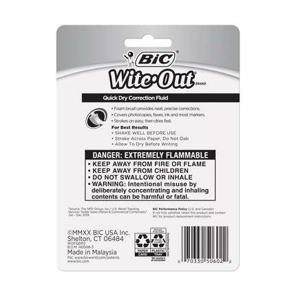 Bic Wite-Out Quick Dry Correction Fluid - - white color writeout - white-out by BIC
