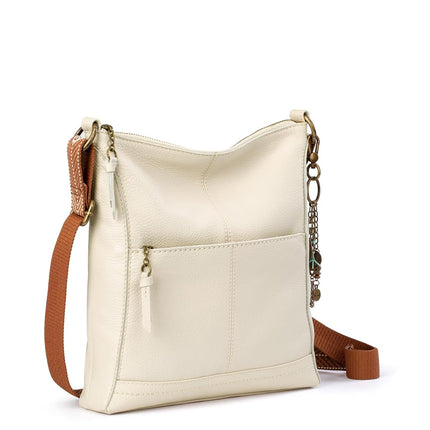 The Sak Lucia Crossbody Bag in Leather, Convertible Purse with Adjustable Strap, Stone, Medium