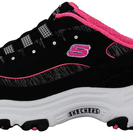 Skechers Women's D'Lites Slip-On Mule Sneaker Black/Hot Pink 11 Wide
