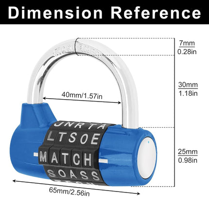 HOJLKLD Gym Locker Lock 5 Letter Word Lock Safety Padlock Combination Lock for School Gym Locker,Sports Locker,Fence,Toolbox,Case,Hasp Storage (1, Blue)
