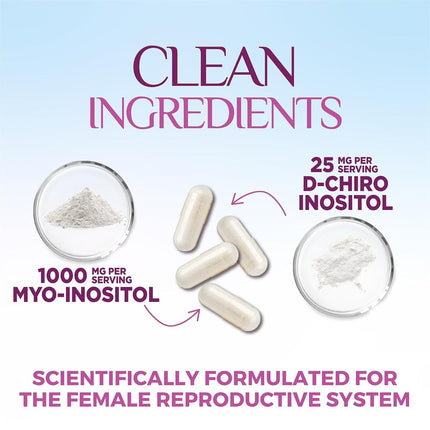 Myo-Inositol & D-Chiro Inositol Blend - Premium 40:1 Ratio - Ovarian Support for Women - Natural Supplement, Vitamin B8, Vegan, and USA Bottled - 120 Capsules