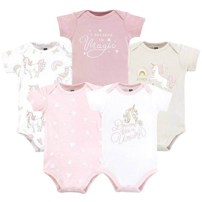 Hudson Baby Unisex Baby Cotton Bodysuits, Unicorn 
