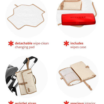 Skip Hop Portable Baby Changing Pad, Pronto, Beige Swirl Dot