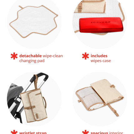 Cambiador Portátil para Bebé Skip Hop, Pronto, Puntos Beige en Espiral