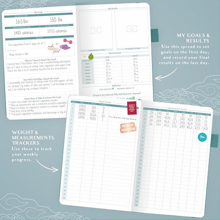 Legend Food Journal, Weight Loss & Meal Tracking Diary 14.5x21 Aquamarine