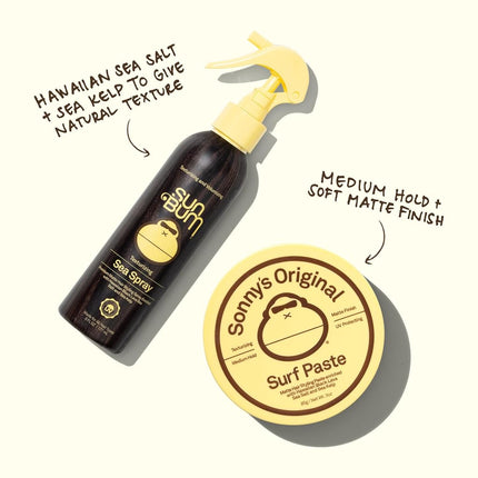 Sun Bum Texturizing Surf Paste - Sea Salt Matte Styling Pomade - Vegan & Cruelty Free - 85g