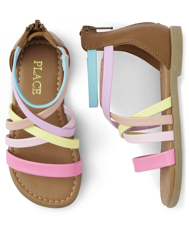 The Children's Place Sandales Gladiateur Bébé Fille et Tout-Petit, Multicolore Pastel, 4 Tout-Petit