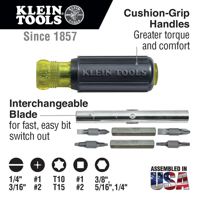 Klein Tools 80019 Tool Set, Multi-Bit Screwdriver and Nut Driver Tool Kit, 28 Different Industrial Strength Bits and Sizes, 4-Piece, Black