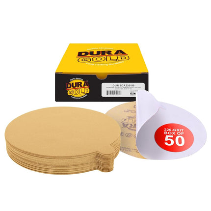 Dura-Gold Premium 6" Gold PSA Sanding Discs - 220 