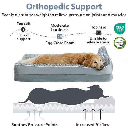 BFPETHOME Orthopedic Washable Dog Bed, Sleeping Couch for Large Senior Dogs