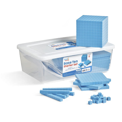 hand2mind Blue Plastic Base Ten Blocks Complete Set, Place Value Blocks, Counting Cubes for Kids Math, Base 10 Math Manipulatives for Kids, Kindergarten Homeschool Supplies (Set of 161)