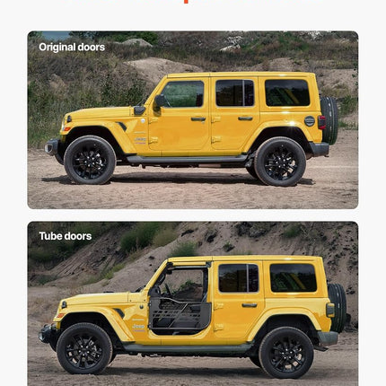 Puertas tubulares VEVOR para Jeep, 2 puertas, estilo caza, con bisagras de alta resistencia y pestillo OE, puertas de Jeep con almohadillas de goma y tubo de acero templado, aptas para Jeep Wrangler JK 2007-2018