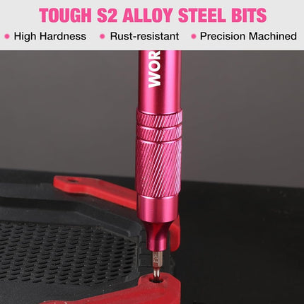 WORKPRO 24 in 1 Multi Bit Mini Screwdriver Set Magnetic, Pink