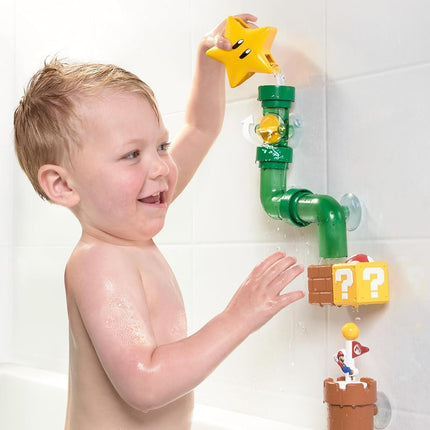 My Mario Bath Pipes Playset, Toddler Bath Toy with Water Pipes and Pouring System, Interactive Water Circuit Game with Mario Theme, Baby Bath Toys for Building and Learning, Age 2 Plus