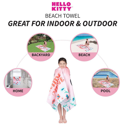 Toalla de playa supersuave de algodón para niños Franco, 147 cm x 71 cm, Hello Kitty
