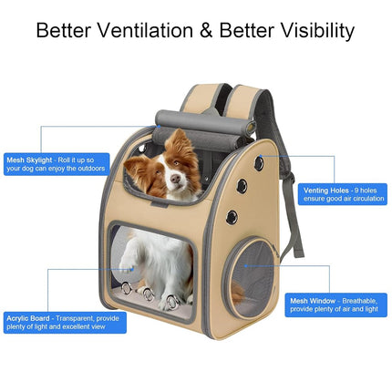 COVONO Expandable Cat Backpack Carrier for Cats & Small Dogs Up to 18 lbs