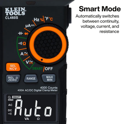 Klein Tools CL460S 400A AC/DC Auto-Ranging Smart Digital Clamp Meter with TRMS, Multimeter, Voltage Meter, Backlit Display, Amp Meter, Electrician Tools